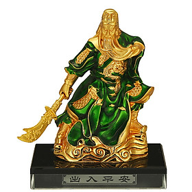 Tượng Quan Công trang trí taplo ô tô và bàn làm việc A72505: Kích thước: 95×125MM, Chất liệu Hợp kim đồng và pha lê