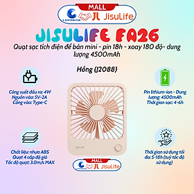 Mua Quạt tích điện mini để bàn Jisulife FA26 - pin 4500mah pin 18 giờ  xoay 180 độ - Hàng chính hãng