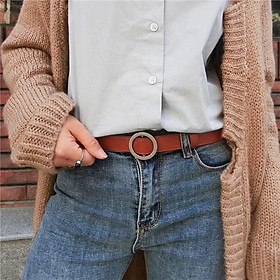 Dây thắt lưng da nam nữ Ulzzang mặt vuông -BELT Dây nịt da mặt vuông bạc, mặt vàng Style HÀN QUỐC