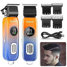 Tông đơ cắt tóc Kemei KM-1837 công suất mạnh điều chỉnh 2 mức tốc độ sạc USB nhỏ gọn có thể cạo đầu, fade trắng chân tóc