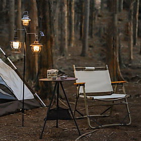 Camping Lantern Stand, Light Stand Hanger, Foldable Portable Aluminum Lantern Pole Hanger, Light Holder for Outdoor Hiking Garden BBQ Fishing