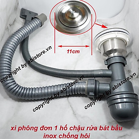 Xi phông chậu rửa bát 1 hố bầu inox hàng đẹp giá rẻ