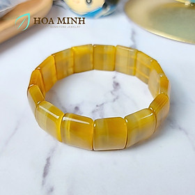 Vòng tay đá Mắt Hổ Vàng Tâm tự nhiên kiểu bản vuông đẹp size 13x16mm dày 5.5 li chất 6A VIP hợp mệnh Thổ, Kim - 16-17.5cm