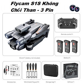 Flycam 4k Drone S1S Bay xa 2km LSRC-S1S - 2023, Máy bay không người lái RC mới 450g 4K HD Gimbal Chống rung, Tránh chướng ngại vật 360 °, Một phím cất cánh Động cơ không chổi than - 3 Pin