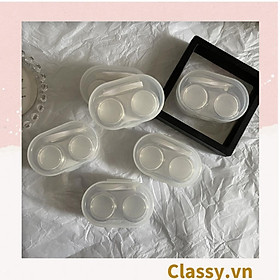 Hộp đựng kính áp tròng Classy đơn sắc tối giản kèm gương dành cho các bạn nữ yêu thích style minimalism PK1691
