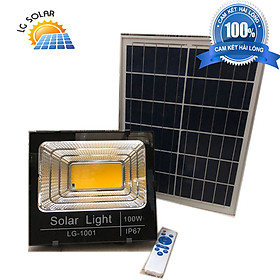 Đèn Pha Năng Lượng Mặt Trời 100w Vỏ Nhôm Sáng Nguyên Đêm Ánh Sáng Vàng