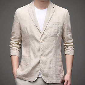 Blazer nam chất linen cổ xẻ kiểu, tay dài, thích hợp mùa thu đông, chất dày dặn đứng form, phong cách Hàn Quốc Bz06