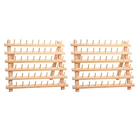 2pcs Wooden Thread Rack Thread Holder Organizer 60 Spools Embroidery Sewing