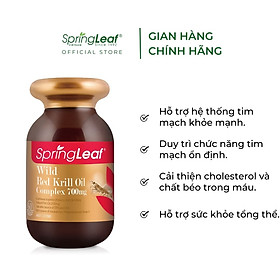 Viên uống dầu nhuyễn thể hỗ trợ sức khỏe tim mạch, giúp giảm viêm, đau xương khớp, thoái hóa khớp SpringLeaf Wild Red Krill Oil Complex 700mg 60 viên