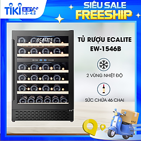 [Giao toàn quốc] Tủ bảo quản rượu Ecalite EW-1546B - 2 vùng nhiệt độ - Sức chứa 46 chai - Hàng chính hãng