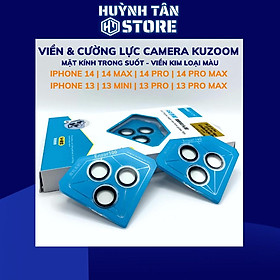 Cường lực camera ip 14 pro max 14 plus 13 pro max 13 mini KUZOOM viền nhiều màu phụ kiện huỳnh tân