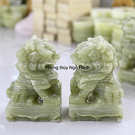 Mua Kỳ lân phong thủy   cặp lân sư đá ngọc hoàng long & đá xanh ngọc pakistan - cao 15cm & 20cm