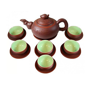 Mua Bộ ấm chén trà tử sa khắc trúc gốm cao cấp AH90