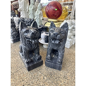 Mua Cặp tượng chó đá phong thủy đá cẩm thạch đen gác cổng - Cao 30 cm