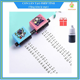 Máy In Mini Con Lăn Tạo Phép Tính Cộng, Trừ, Nhân, Chia Đơn Giản - Ra Bài Tập Toán Cho Các Bé Tiểu Học (Tặng kèm lọ mực)