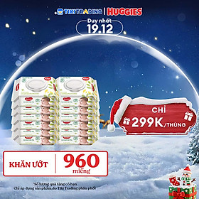 Combo 12 Khăn Ướt Dịu Nhẹ Cho Trẻ Sơ Sinh Huggies (80 Tờ/Gói)