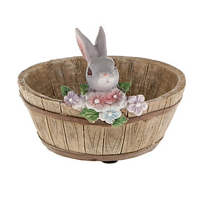 Resin Gray Rabbit Cactus Succulent Plants Flower Bed Pot Box Garden Planters