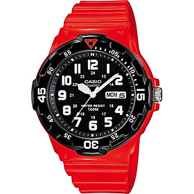 ĐỒNG HỒ CASIO MRW-200HC-4BVDF Dây đeo bằng nhựa đỏ - Mặt số Viền vàng