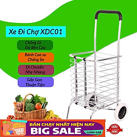 Mua Xe Kéo Đi Siêu Thị  Xe Đi Chợ Gấp Gọn Có Giỏ Hàng Siêu Đẹp-XDC01 White
