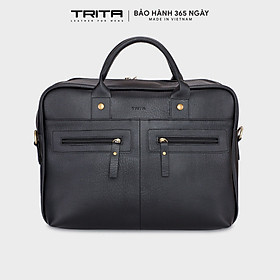 Cặp công sở Trita ( Thời trang nam vừa laptop 14.6 inch - Cặp da TCA1 ) - Đen