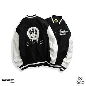Áo Khoác Bomber Nhung Kaki 2 Lớp Lót Dù Chữ Super Bros - Kiểu Hàn Quốc Unisex Cặp Nam Nữ Thu Đông