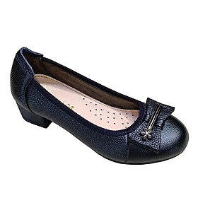 Giày Búp Bê Nữ Cao Gót HA NAM Da Bò Thật Thời Trang Cao Cấp 5cm GBBN20898 - Màu Đen