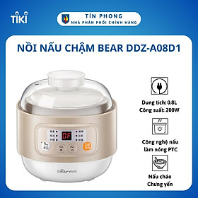 Mua Nồi nấu chậm Bear DDZ-A08D1- Lòng nồi gốm sứ  dung tích 0.8 Lít - 6 chúc năng nấu - Chức năng hẹn giờ 9.5 tiếng - Hàng chính hãng