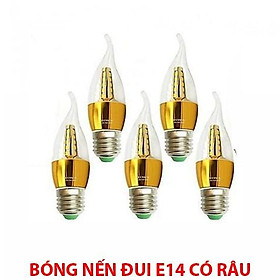 Combo 10 combo 5 đèn nến đui E14 có râu ánh sáng vàng nắng loại chuẩn