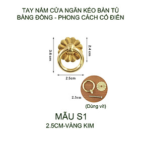 Mua 01 Tay nắm ngăn kéo bàn  cánh tủ phong cách cổ điển Vintage  làm bằng đồng  mẫu S1