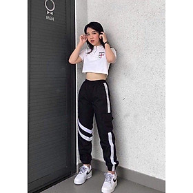 Hình ảnh QUẦN JOGGER NỮ HIPHOP TÚM CHÂN VIỀN PHẢN QUANG TÚI HỘP DA