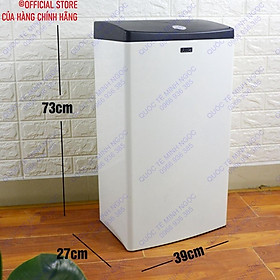 Mua Thùng rác nhấn tay màu trắng cỡ lớn 40L_MNSTL2-904_Quốc Tế Minh Ngọc
