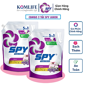 Combo 2 túi nước giặt xả SPY Super White Luxor 3,6kg siêu trắng sáng hương nước hoa Pháp