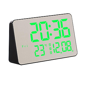12/24H Alarm Clock LED Screen USB Snooze Function Tabletop Bedroom Mirrored