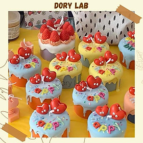 Nến Thơm BanhKem Trái Tim Trang Trí Chữ Theo Yeu Cầu - Dory Lab