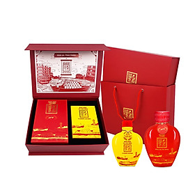 Đặc Sản Phan Thiết - Set 1 Giỏ Quà Đậm Đà Tình Thân Nước Mắm Tôm Biển Bình Gốm Đỏ 60N Và Cá Cơm Ruột Đỏ Bình Gốm Vàng 60N