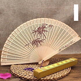 Quạt trúc cầm tay quạt phong cách cổ trang Trung Quốc in hoa trang trí quạt cổ trang mẫu lá trúc tặng ảnh thiết kế Vcone