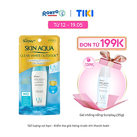 Kem chống nắng Skin Aqua dưỡng da cho mặt khi hoạt động ngoài trời dạng gel Sunplay Skin Aqua Clear White Outdoor+ SPF50+ PA++++ 30g