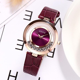 Đồng hồ nữ mặt tròn đá chạy thời trang