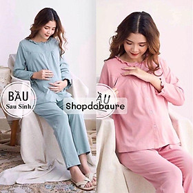Bộ bầu và sau sinh Dài Tay 2 chức năng chất cotton cài cúc thật cực kì tiện lợi