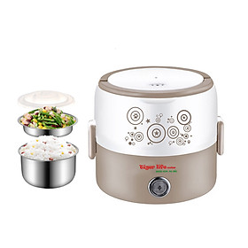 Hộp cơm hâm nóng 2 tầng inox Làm Nóng Bằng Hơi Nước Siêu Tốc Tigerlife 2019 Tặng full đồ dùng