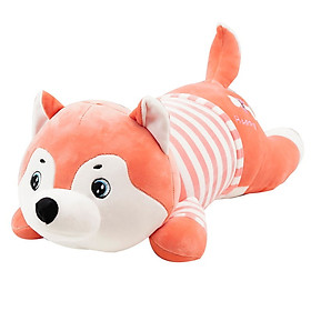 Thú bông Chó mặc áo sọc lông mịn nằm - NHÓC (Hồng)
