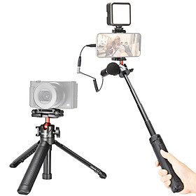 Ulanzi MT-41 Mini Desktop Tripod 4 Sections Extendable Handle Grip with Phone Clip Cold Shoe Mount Rotatable Ball Head