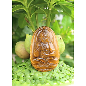 Mặt Dây chuyền Phật A Di Đà,  cho  tuổi Tuất, Mệnh Thổ, Đá Mắt hổ, Cỡ to AKO2