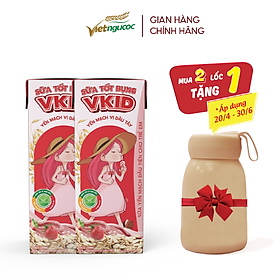 Tặng 6 bình V-kid Thùng 48 Hộp Sữa Yến Mạch V-kid VIỆT NGŨ CỐC Vị Dâu Tây