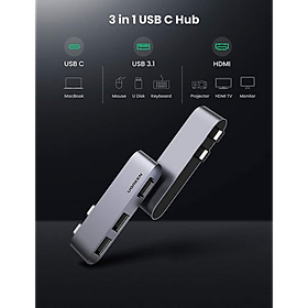 Mua Bộ chuyển đổi Macbook USB C Hub UGREEN 10914 3-IN-2 hàng chính hãng