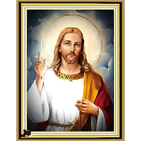 tranh đính đá Thánh chúa Jesu 53x71cm - chưa đính
