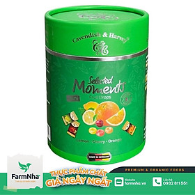 Kẹo trái cây Cavendish & Harvey 100g Selected Moments Fruit Drops Green - Hỗn hợp trái cây Lemon Chanh, Cherry Anh đào, Orange Cam, chính hãng nhập khẩu từ Đức