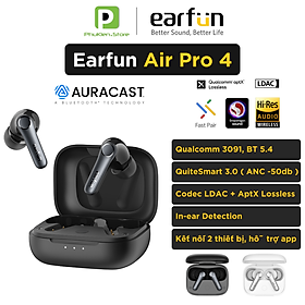 Mua Tai nghe True Wireless EARFUN Air Pro 4 Màu ĐEN | QCC3091 | Adaptive ANC | Game mode  50ms | Auracast-Hàng Nhập Khẩu