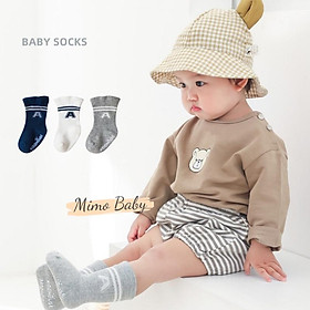 Set 3 đôi tất chống trượt chữ A phong cách thể thao Mimo Baby T23