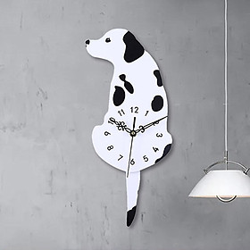 Wall Clock Creative DIY Dog Acrylic Wall Clock with Swing Tail Pendulum for Living Room Bedroom Kitchen Home Decor - Battery Not Included